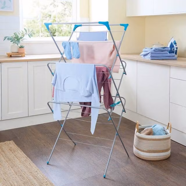 Coopers of Stortford 3-Tier Foldable Clothes Airer with 15m Drying Space and Steel Frame in Grey – 1