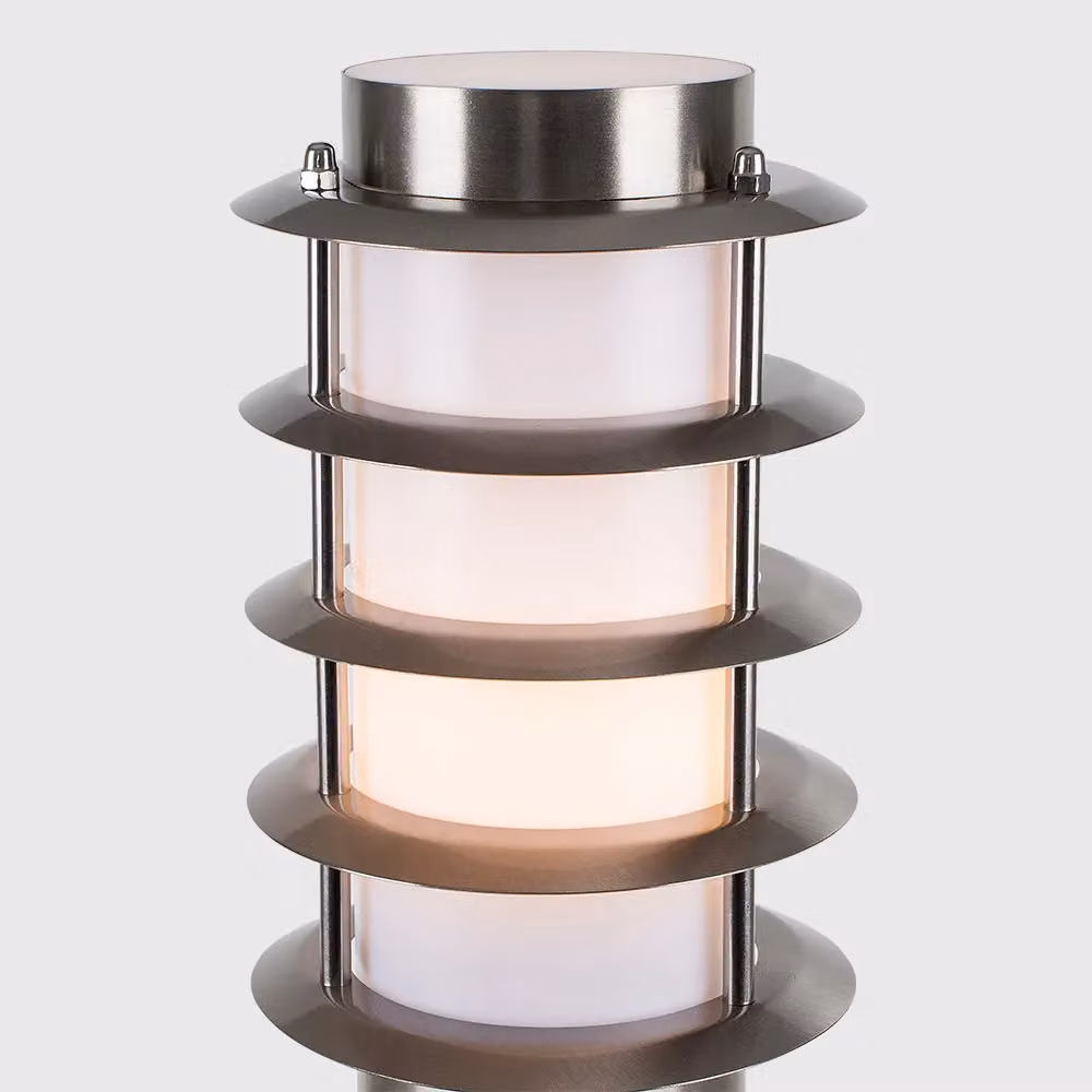 ValueLights Wharf Modern Stainless Steel Outdoor Bollard Lantern Light in Silver – 3