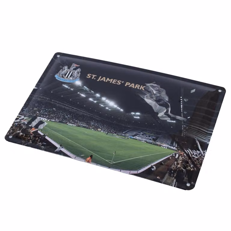 Newcastle United FC Stadium Metal Sign Pack of 2 in Black, W: 30 cm, H: 20 cm