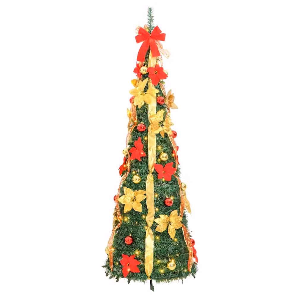 Berkfield Home Beautiful Green Artificial Pop-up Christmas Tree with 100 LEDs, Height: 150 cm – 4
