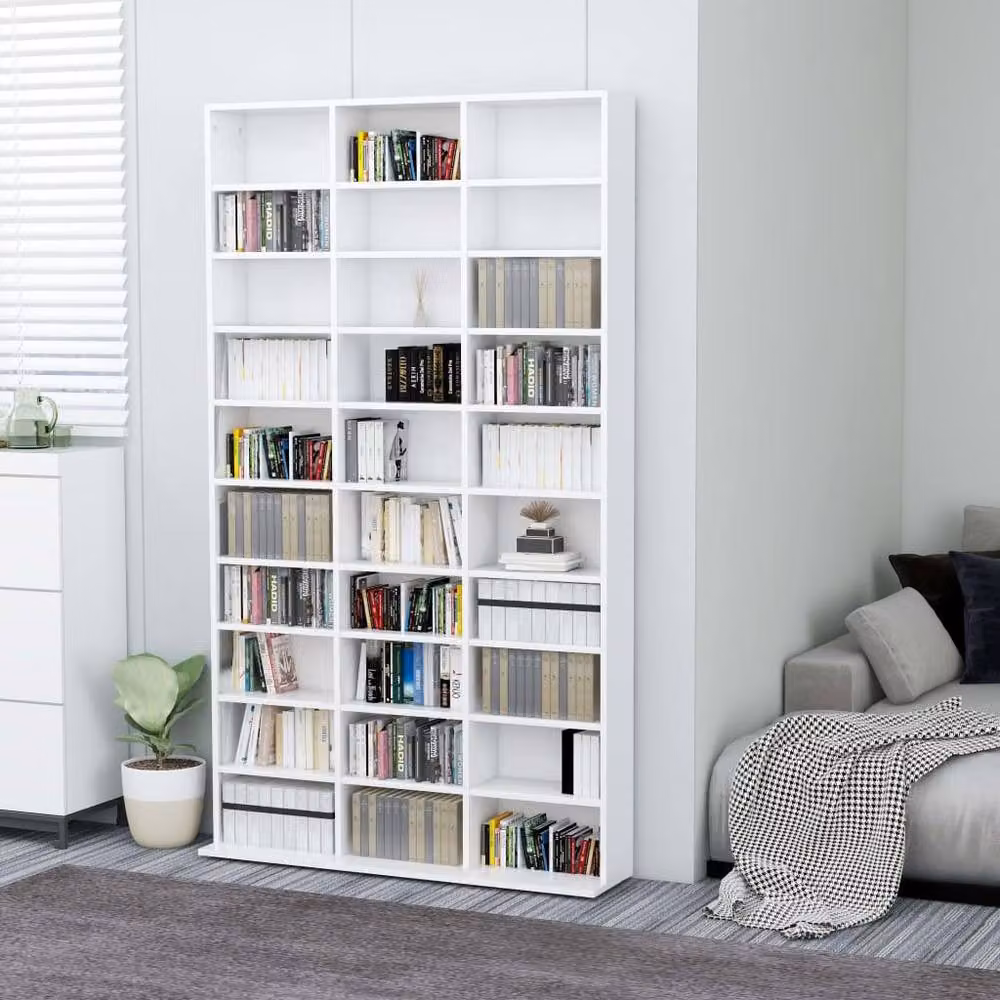 Berkfield Home White CD Cabinet in Engineered Wood, W: 102 cm, D: 16 cm, H: 177.5 cm – 2