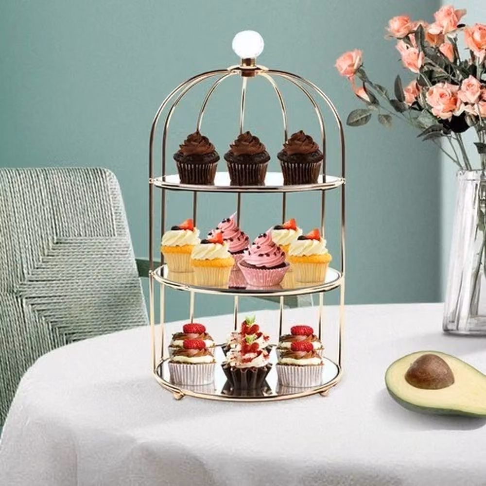 Havendro Gold Metal Desktop Bird Cage Display Stand for Makeup or Spice Jars – 3