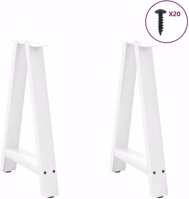 Berkfield Home Modern A-Shaped Coffee Table Legs, 2 Pieces, White Steel, W: 50 cm, H: 72-73 cm