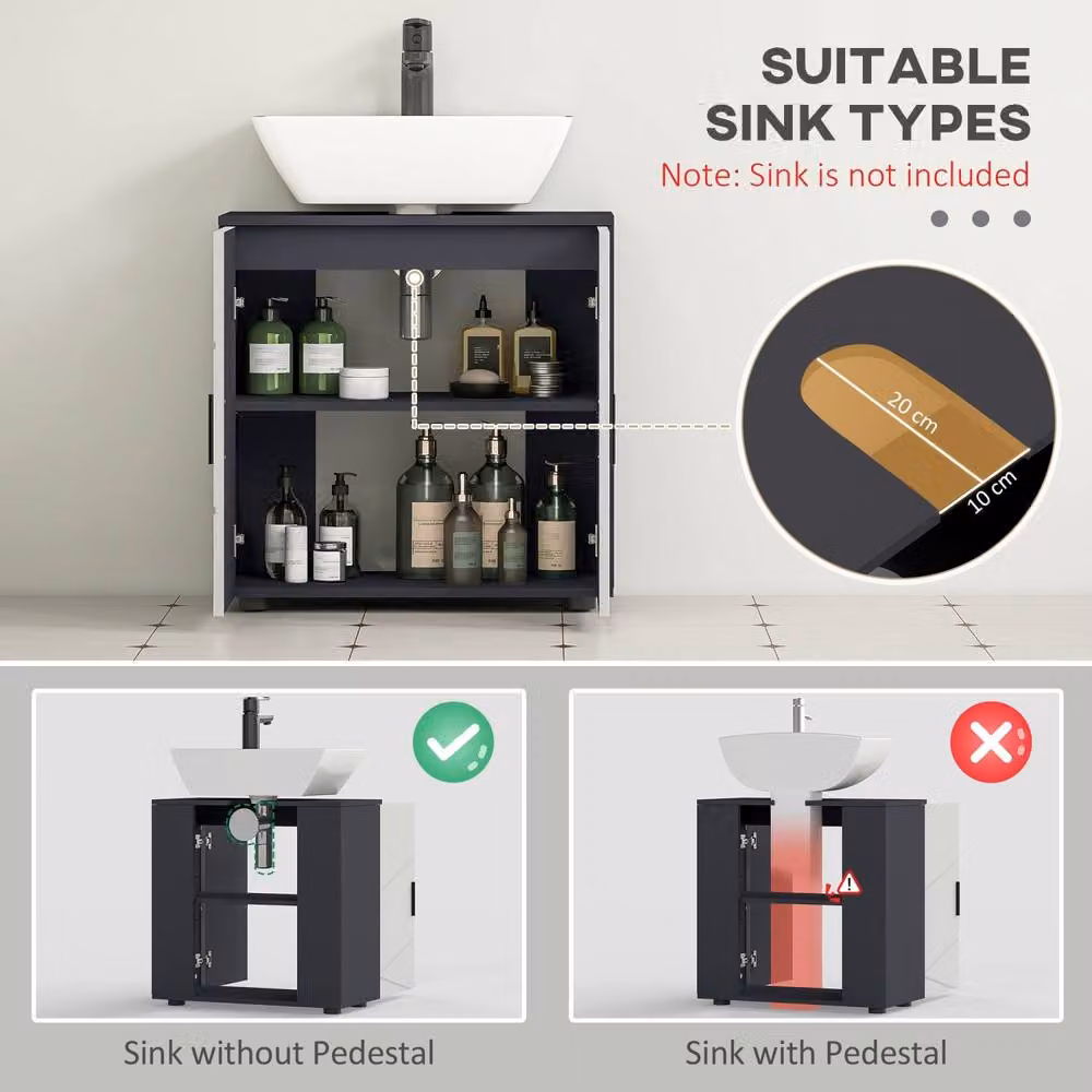 Wyld Haus Kipae Grey Under Sink Bathroom Vanity Cabinet with Soft Close Hinged Doors and Internal Shelves, W/D/H: 60 x 30 x 60 cm – 5
