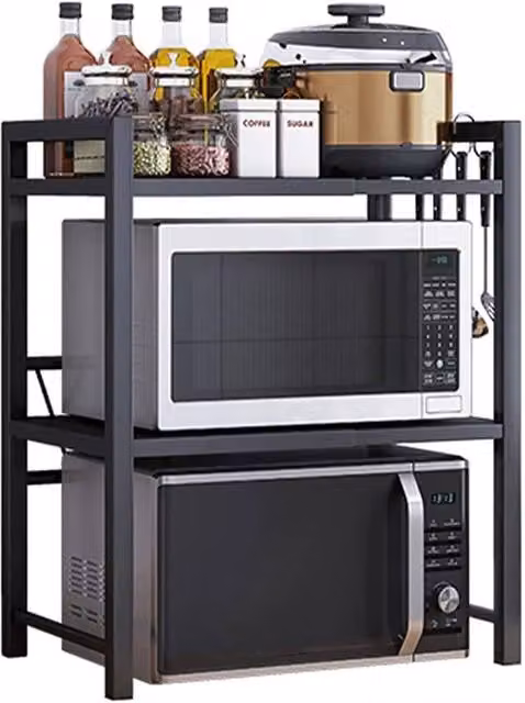 KORVIXA 3 Tier Expandable Microwave Oven Rack Stand in Black – 1