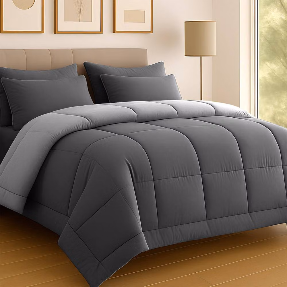 Pamposh 10.5 Tog Hollow Fibre Duvet Quilt, Grey and White, W/D/H: 200 x 200 cm – 2