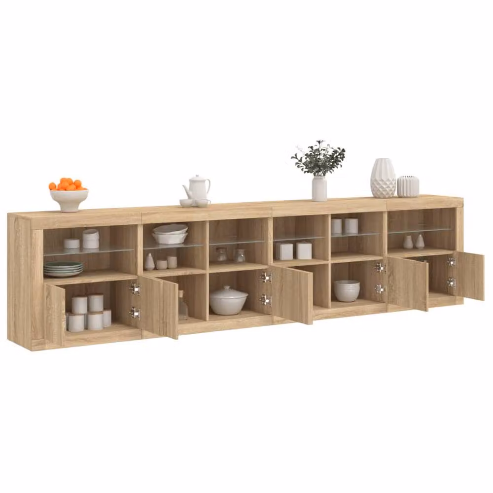 Berkfield Home Sonoma Oak Sideboard with Integrated LED Lights in Light Brown, W: 283 cm, D: 37 cm, H: 67 cm – 2