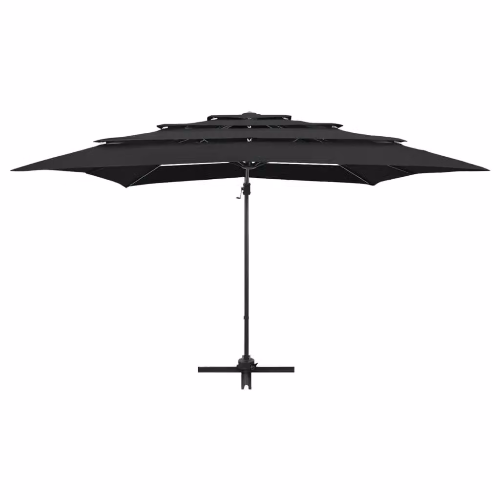 Berkfield Home 4-Tier Black Polyester Parasol with Aluminium Central Pole, W x W: 250 x 250 cm – 2