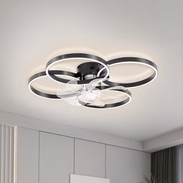 Lifeideas Modern LED Ceiling Light with Fan, Black, Dimmable with Remote Control