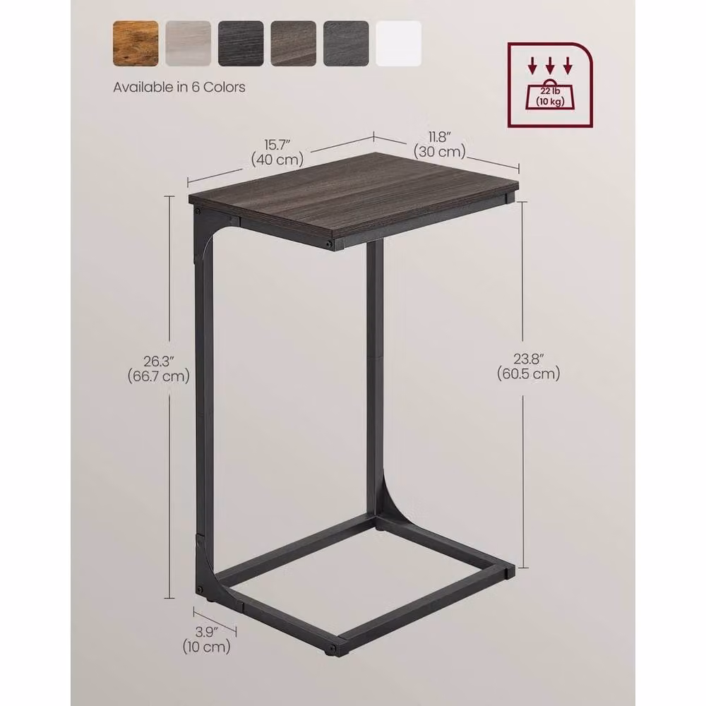 Kelvenix C-Shaped Side Table in Misty Grey and Ink Black – 2