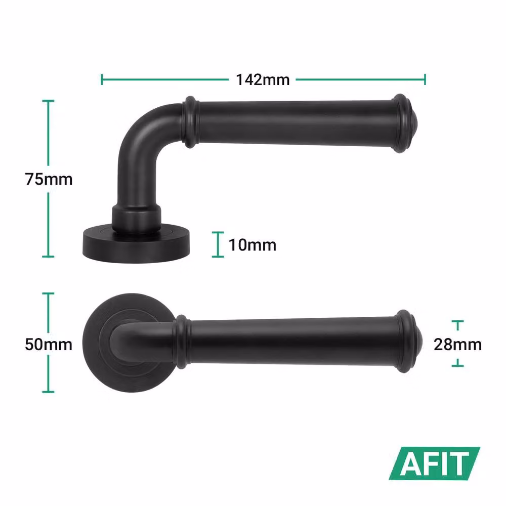AFIT Matt Black Aluminium Door Handle and Latch Set, 4 Pack – 4