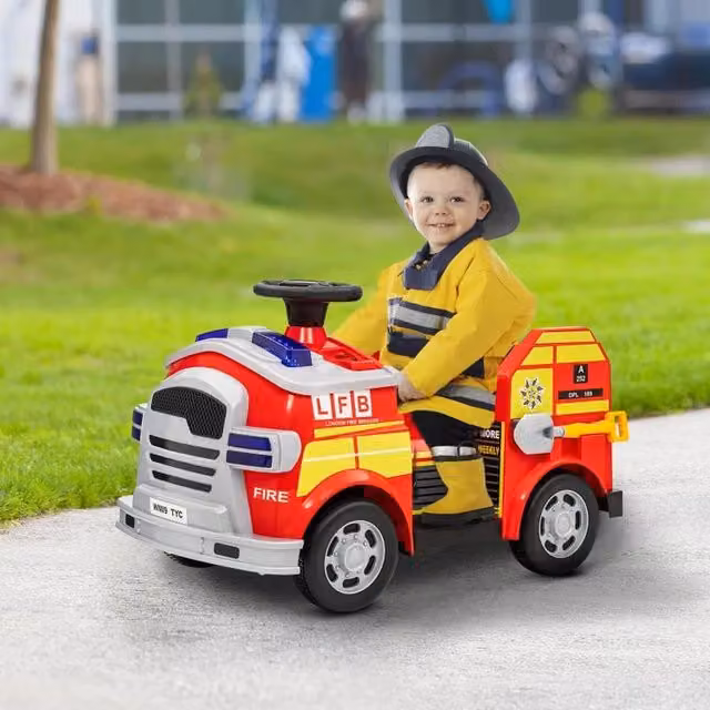 Chilli Seating Red Electric Ride On Fire Truck with Siren and Flashing Lights
