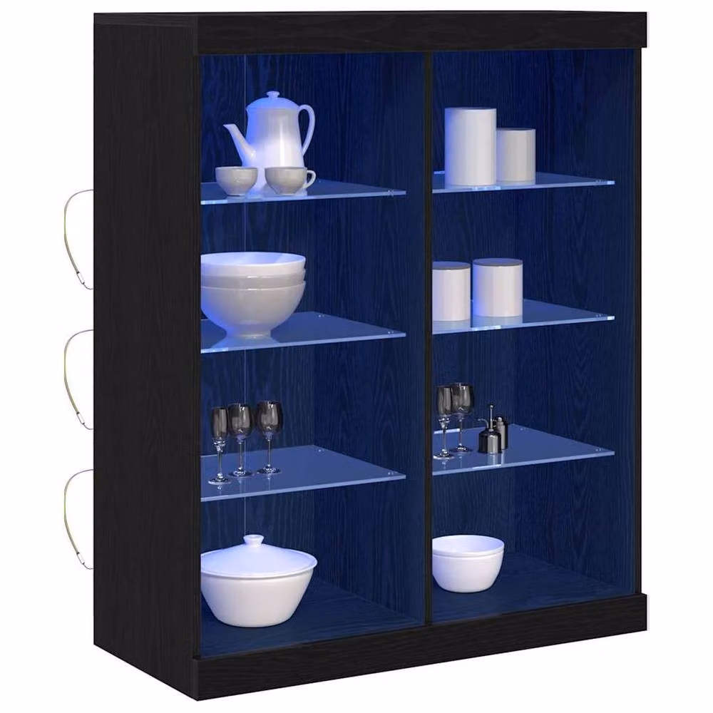 Berkfield Home Modern Black Oak Sideboard with Integrated LED Lighting W/D/H: 41 x 37 x 100 cm – 3
