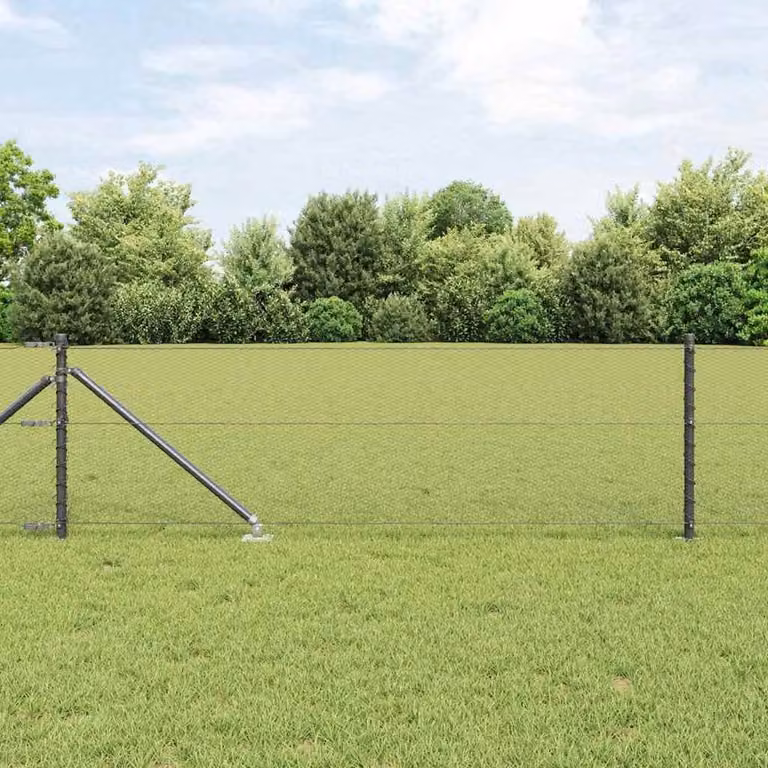 Berkfield Home Grey Steel Hexagon Wire Mesh Fence