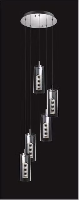 Netlighting Verizon Modern 5 Light Cluster Pendant Ceiling Light in Silver with Transparent Glass