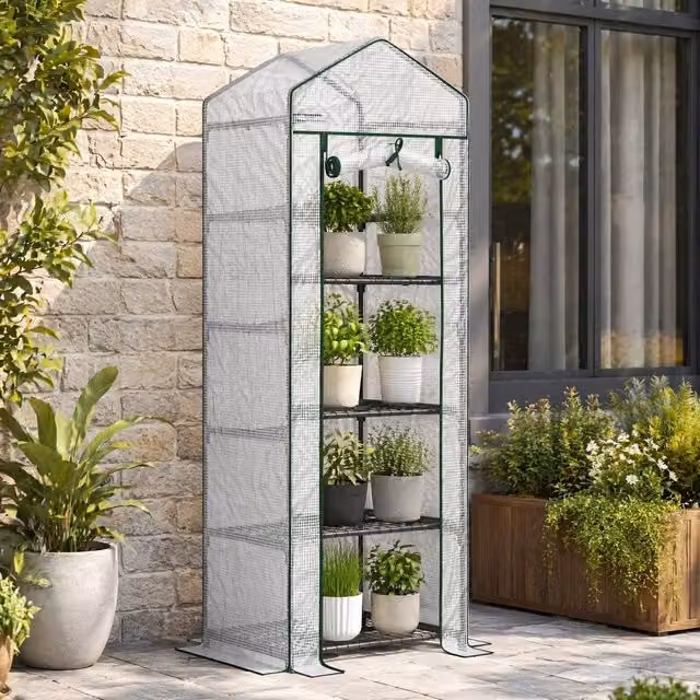 STILVORA Mini Greenhouse with Five Shelves in Transparent