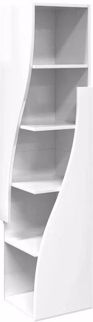 FORGEVIO Modern White Corner Cabinet with Hinged Doors and Internal Shelves, W/D/H: 32 x 32 x 140 cm