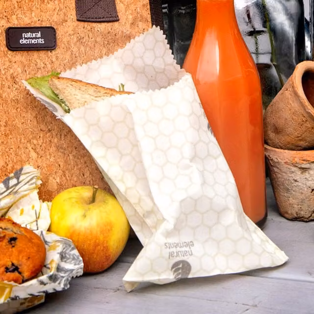 Natural Elements Eco-Friendly Set of 2 Yellow Organic Fabric Beeswax Sandwich Bags