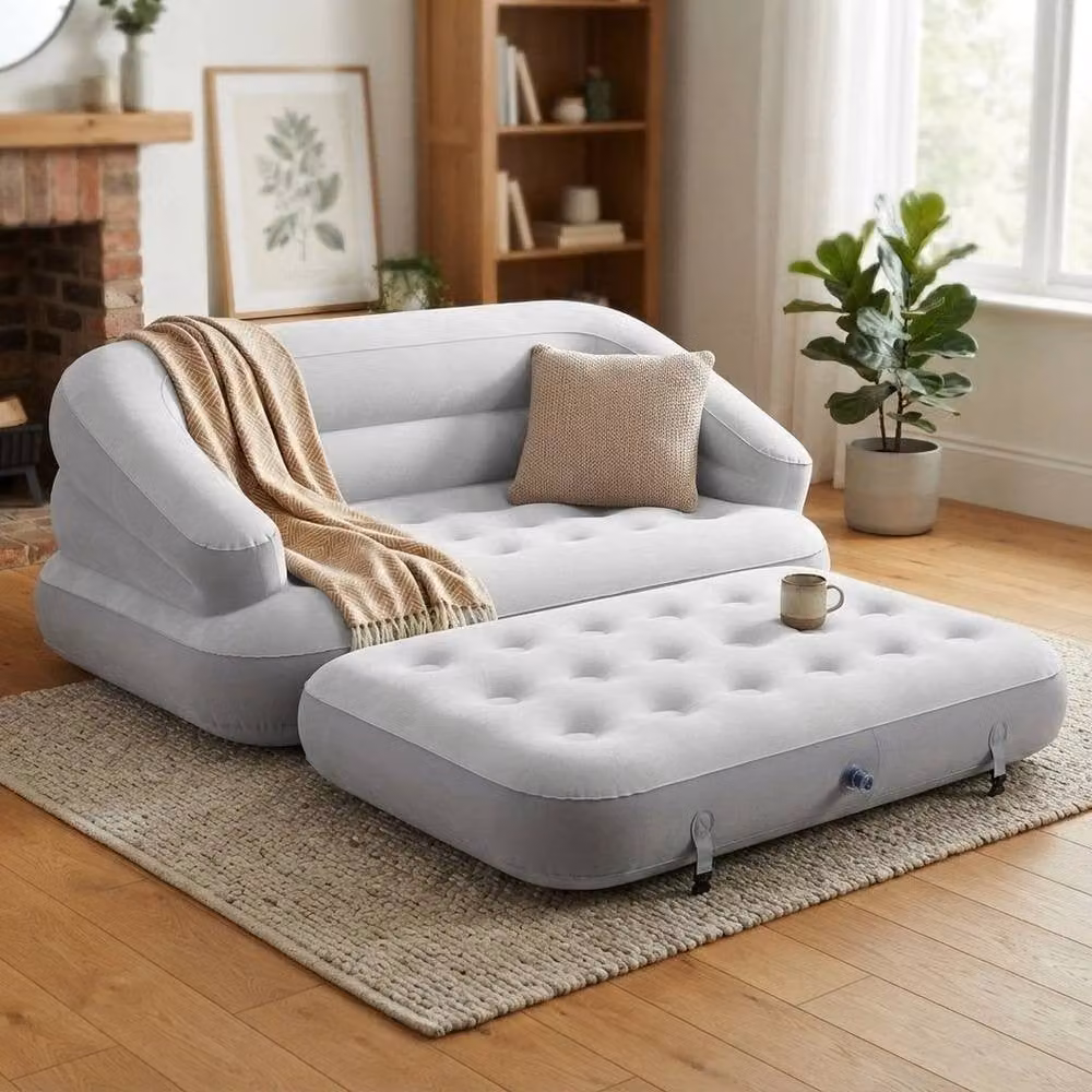 FORGEVIO 5-in-1 Lightweight Inflatable Flocked Sofa Bed in Grey, W/D/H: 140 x 200 x 40 cm – 2
