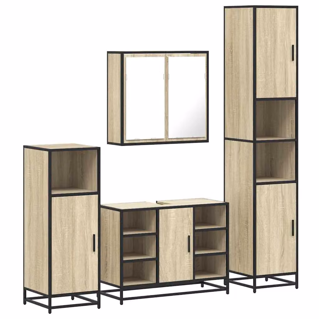 Berkfield Home 4-Piece Brown Sonoma Oak Bathroom Furniture Set – 2