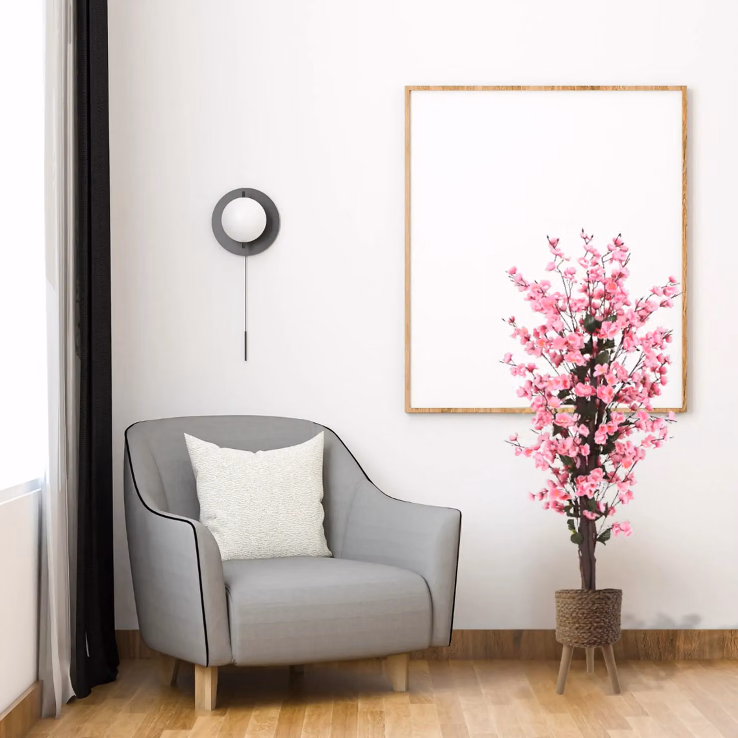 Pegdev 120 cm Pink Artificial Blossom Tree with Woven Effect Planter – 3