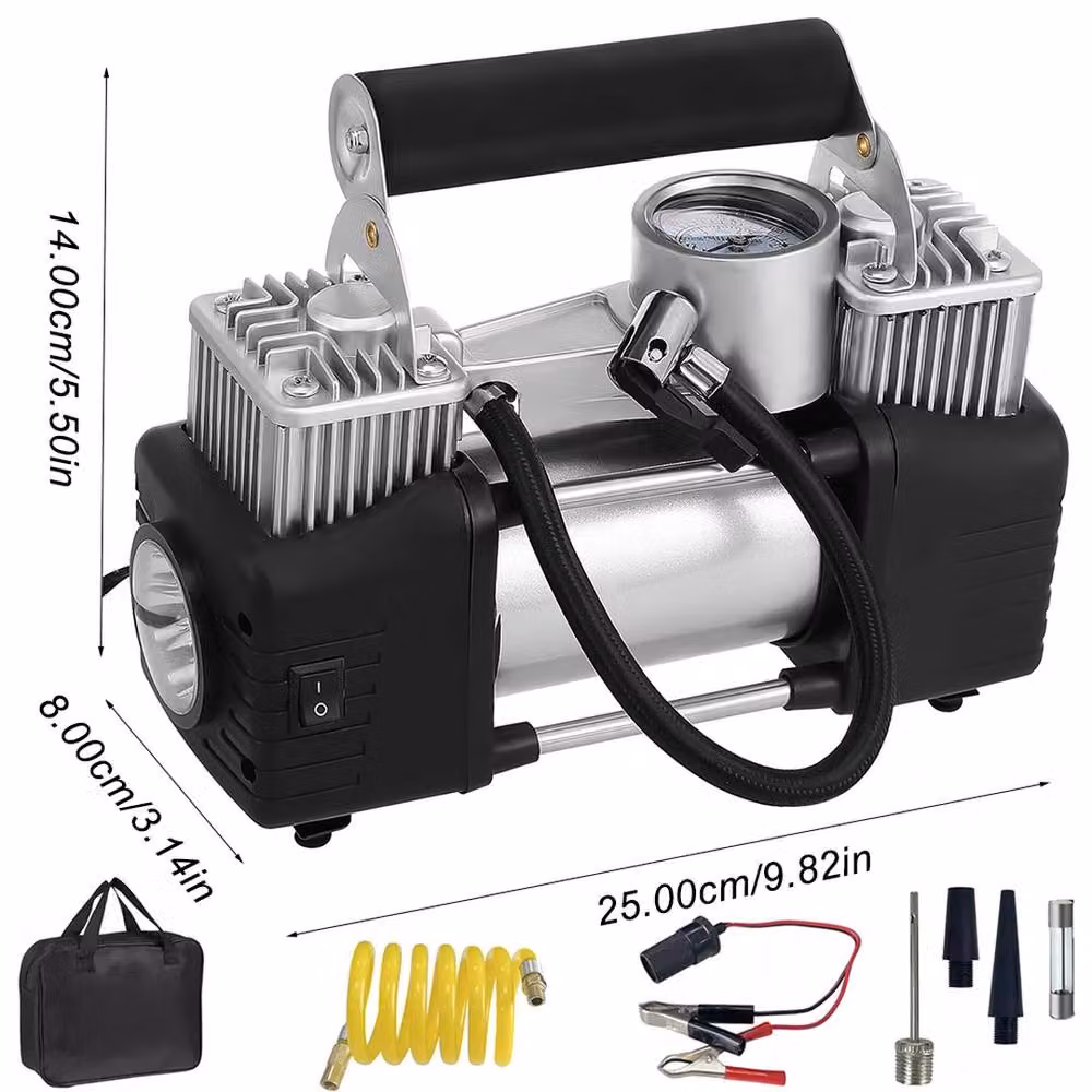 SPETLEK Heavy Duty 12V Electric Car Tyre Inflator in Black and Silver – 2
