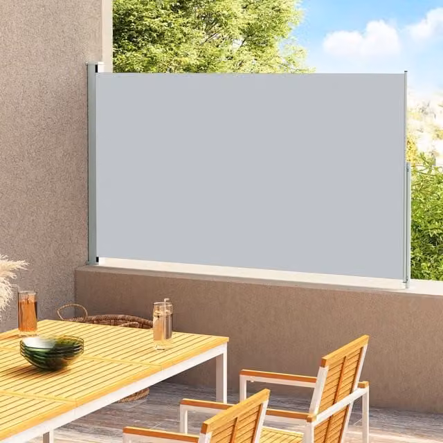 Berkfield Home Patio Retractable Side Awning in Grey, W: 300 cm, H: 200 cm