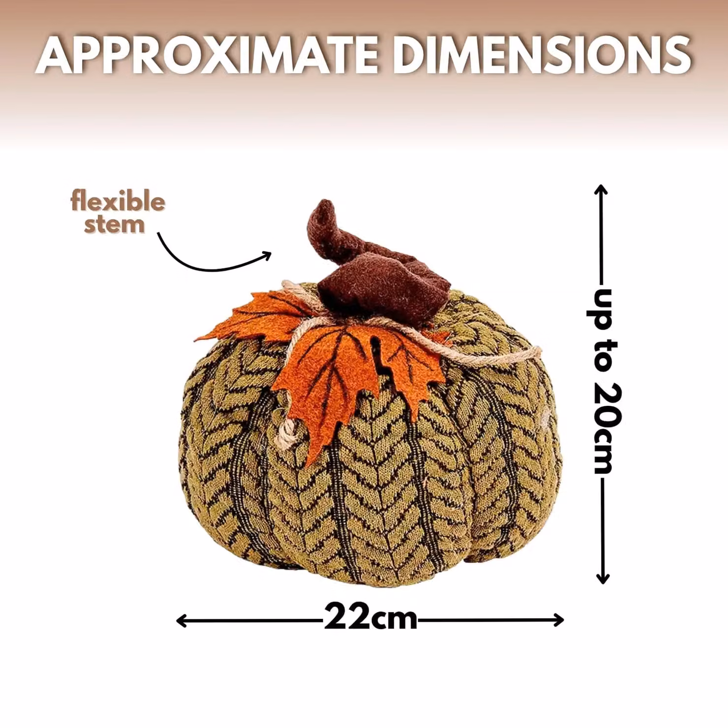 Marco Paul Green Plush Pumpkin Soft Autumn and Halloween Tabletop Decoration, Height: 22 cm – 2