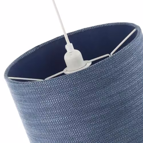 Happy Homewares Modern Round Bobbled and Textured Linen Fabric Lamp Shade in Blue, W: 30 cm, H: 20 cm – 3