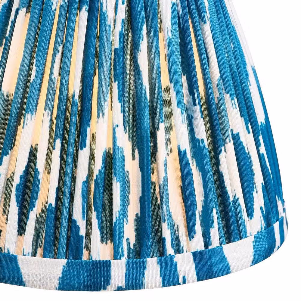 Netlighting Upton Rechargeable LED Table Lamp with Blue Fabric Ikat Shade and Gold Brass Base – 4