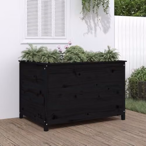 vidaXL Black Wooden Raised Bed for Vegetable, Herb or Ornamental Gardens, W/D/H: 119.5 x 82.5 x 78 cm – 2