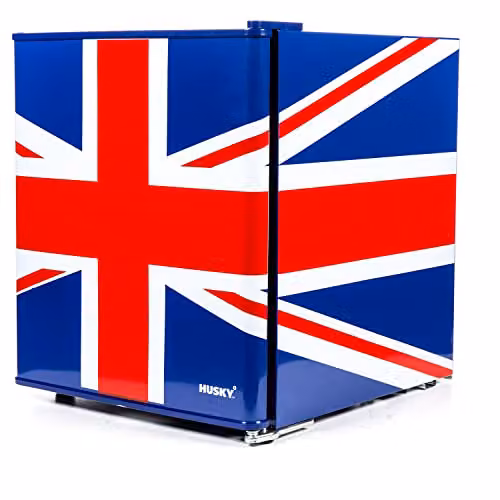 Husky 43L Union Flag Mini Fridge in Black and Multicolour – 3