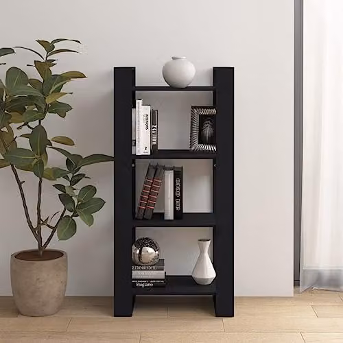 vidaXL Solid Wood Book Cabinet and Room Divider in Rustic Black, W/D/H: 60.0 x 35.0 x 30.0 cm – 2