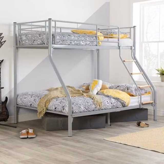 Birlea Nexus Grey Metal and Wood Two-Level Bunk Bed for Children