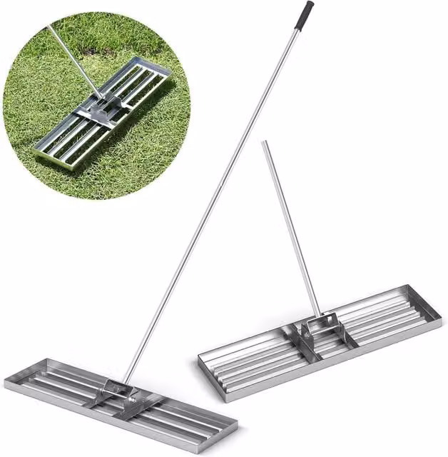 Gymax Heavy Duty Lawn Leveling Rake in Silver