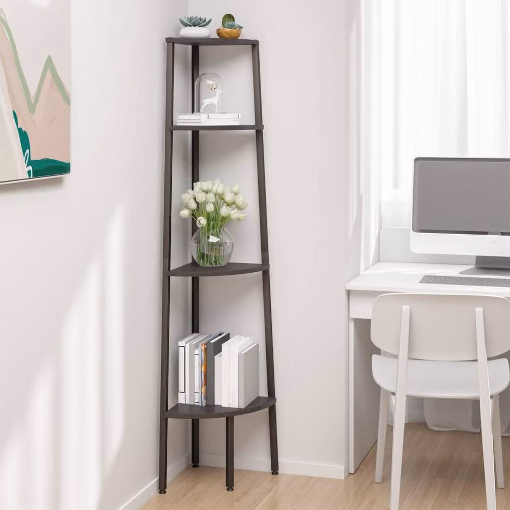 Berkfield Home Practical 4-Tier Corner Shelf, Black, W/D/H: 45.5 x 31.5 x 150 cm – 2