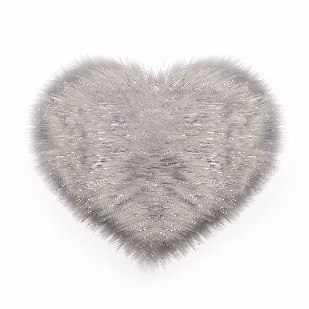 ExtraStar Heart Shaped Fluffy Grey Plush Shaggy Rug, W/D/H: 60 x 40 x 40 cm – 3