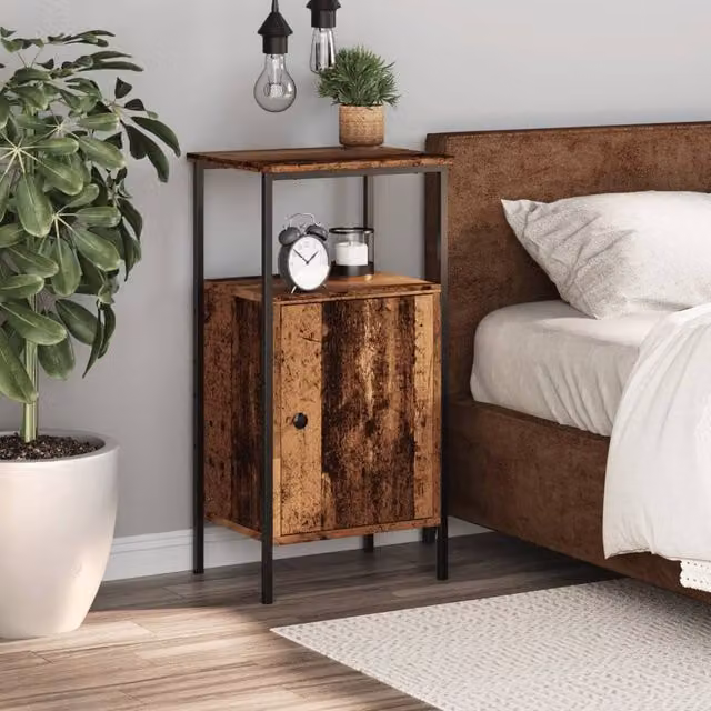 Berkfield Home Classic Bedside Cabinet in Brown Old Wood, W/D/H: 41 x 31 x 80 cm – 1