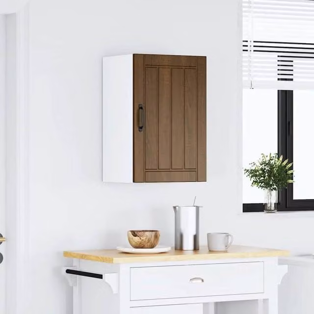 Berkfield Home Lucca Kitchen Wall Cabinet in Brown Oak Engineered Wood, W: 60.0 cm, H: 31.0 cm, D: 25.0 cm