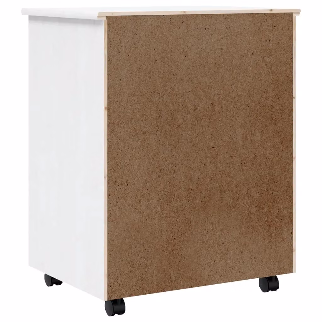 Berkfield Home Moss Rolling Cabinet with Drawers in White Solid Pine Wood – 3
