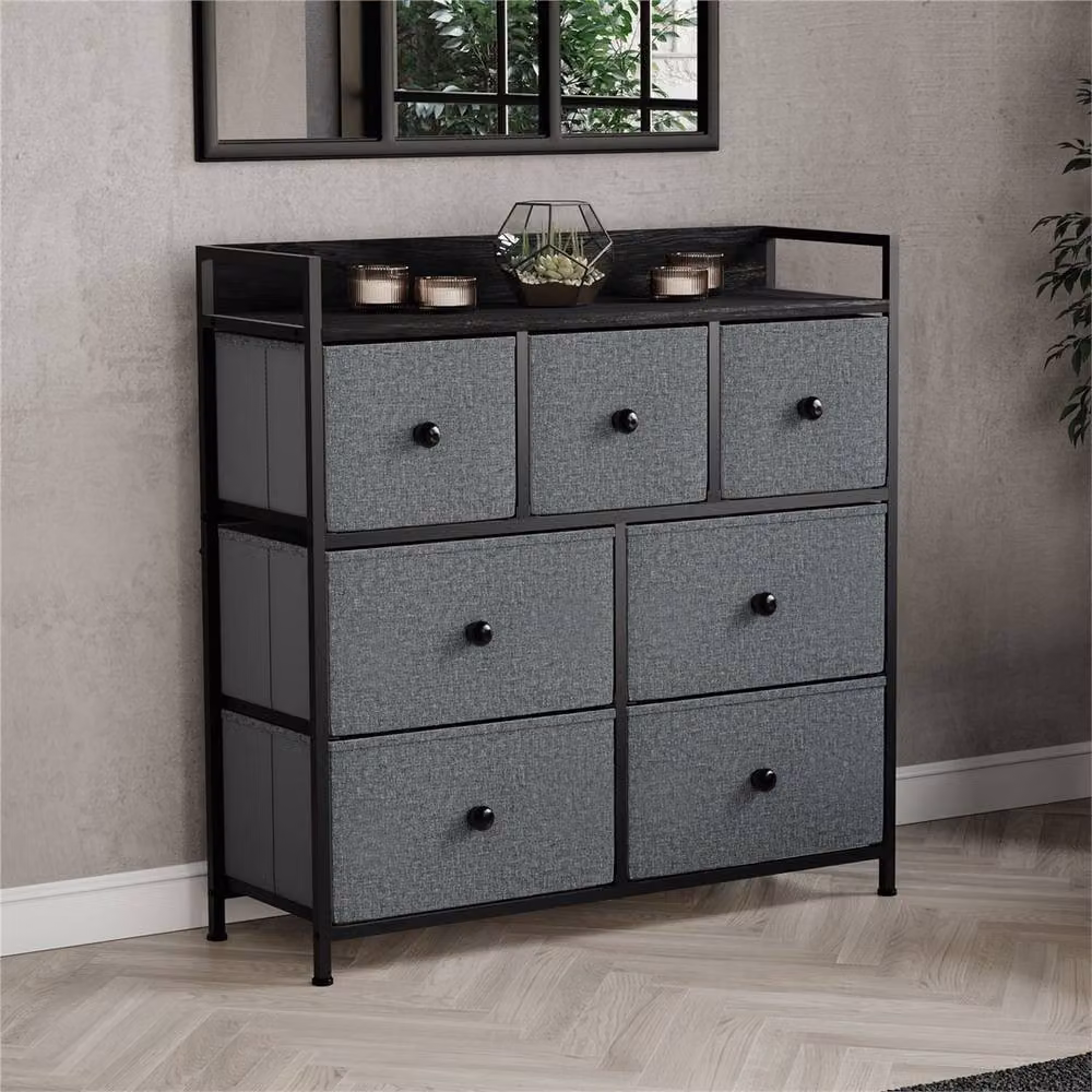 Kelvenix Grey and Black Modern Metal Chest of Drawers for Bedroom or Living Room – 3