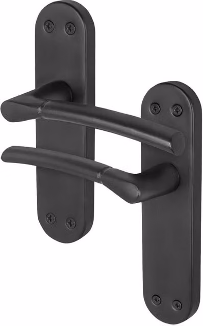 AFIT Matt Black Internal Latch Door Handles with Backplate, 1 Pair, W/D/H: 15.0 x 15.0 x 1.5 cm – 1