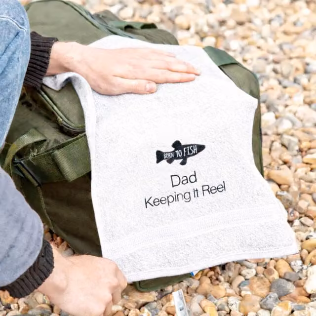 Duncan Stewart Personalised Embroidered Fishing Towel in White – 2