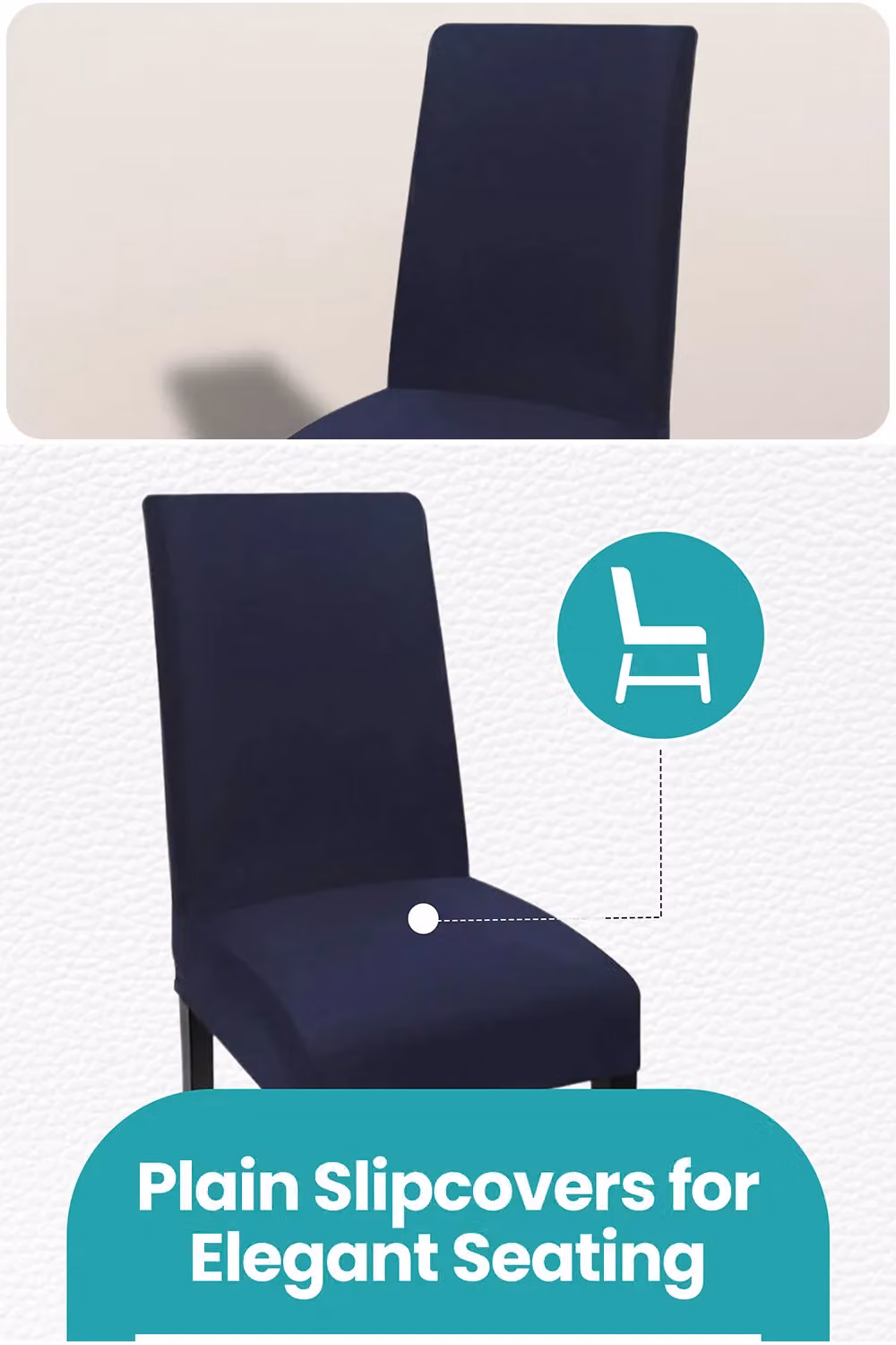 Neel Blue Universal Armless Dining Chair Protective Slipcover in Navy Blue Spandex Stretch – 3