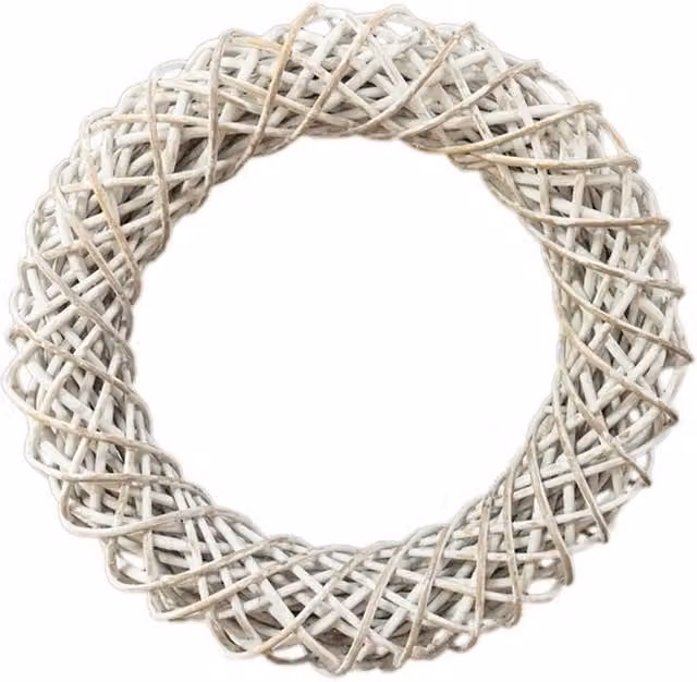 Lemon Pavilion White Wash Rattan Christmas Wreath, W40 x D40 x H40 cm