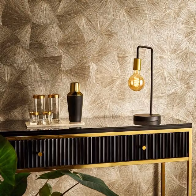Erismann Japandi Gold Metallic Botanical Floral Vinyl Wallpaper Roll