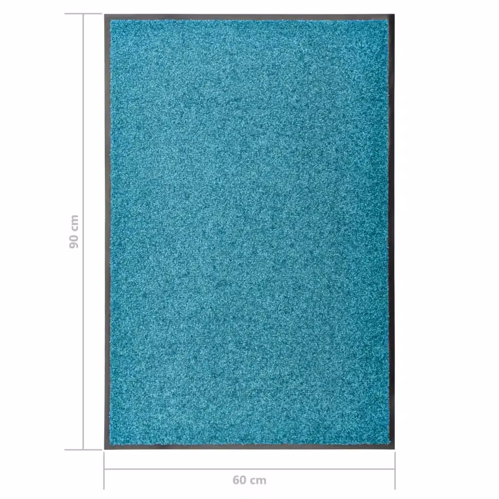 Berkfield Home Washable Non-Slip Doormat in Black and Turquoise, W: 60 cm, D: 90 cm – 3