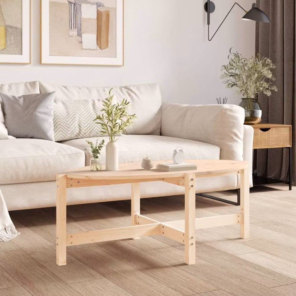 Berkfield Home Rustic Solid Pine Coffee Table in Beige, W/D/H: 118 x 63 x 45 cm – 2