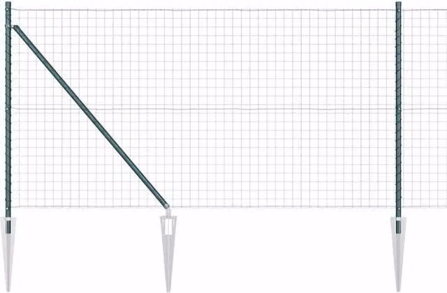 Berkfield Home Euro Fence with 7 Spike Posts, Galvanised Steel, Green, 1 x 10 m – 1
