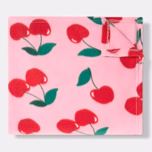 OHS Cherry Floral Fleece Throw Blanket, Pink/Red, W/D/H: 120 x 150 cm – 3